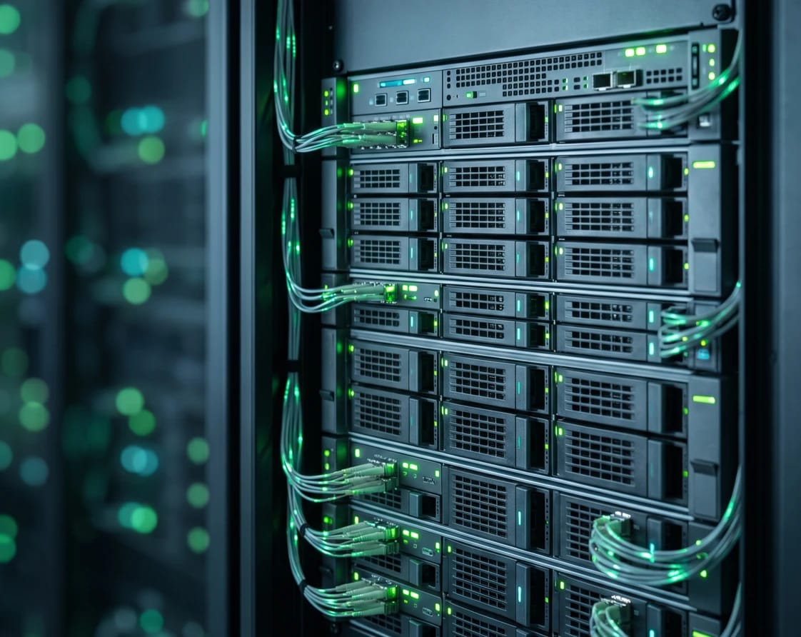 Rack de servidores em um data center da CXM