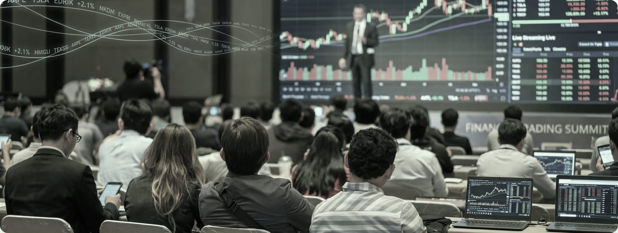 Participantes de uma cúpula de trading financeiro da CXM