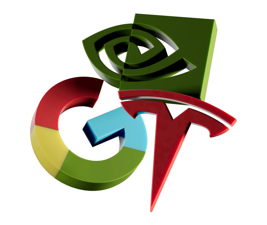 Trading de ações — ilustração de logo 3D de empresa